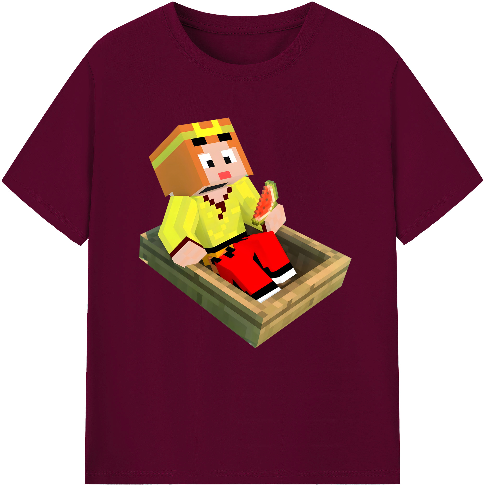 （画像用） マインクラフト ブロックの世界 Minecraft MC Block world レディースカジュアルプリントTシャツ（綿100％）